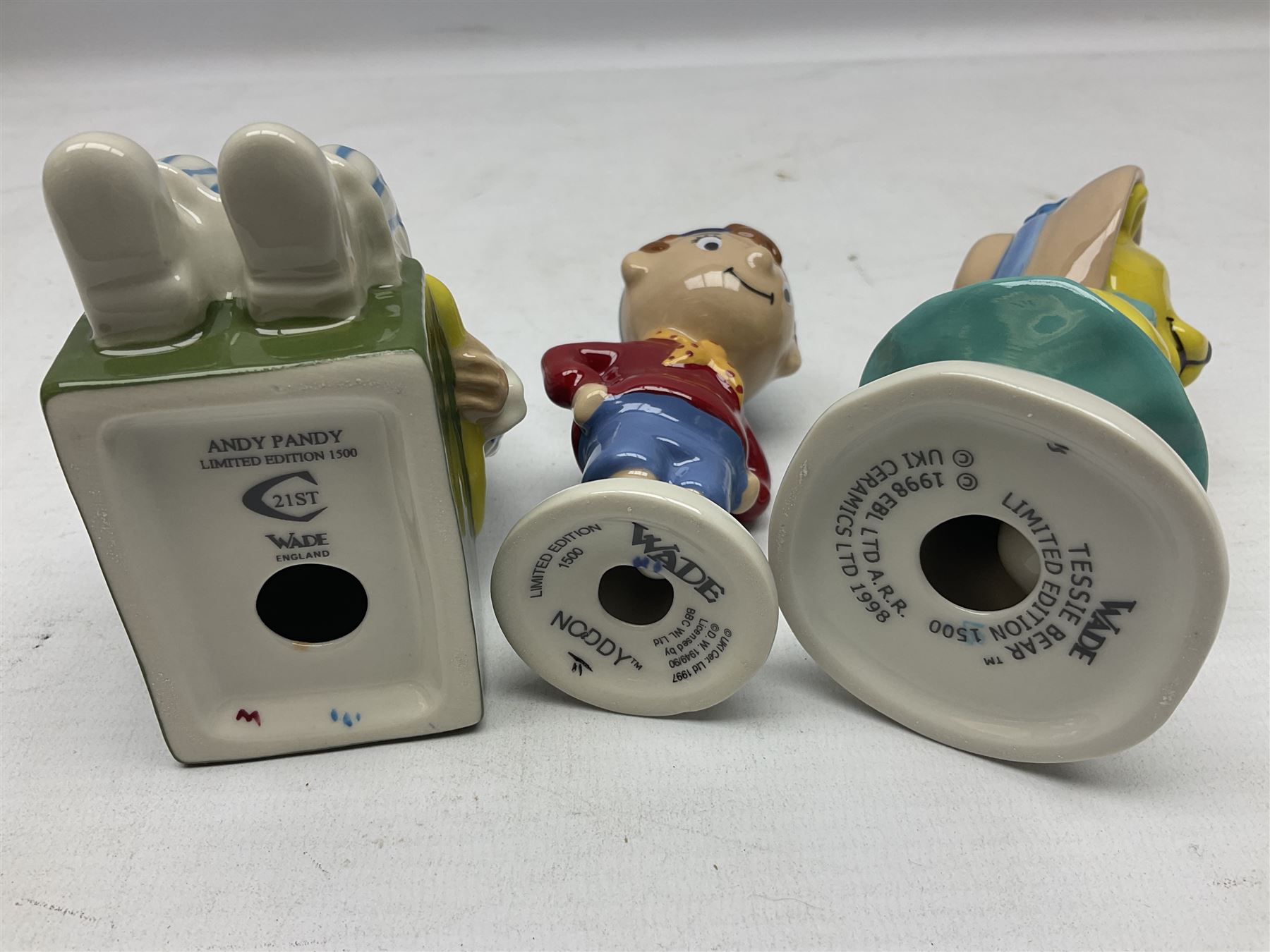 Four Wade Collector Club limited edition Noddy figures, comprising Noddy, Big Ears, Mr Plod and Tessie Bear, together with Wade figure Andy Pandy, all with original boxes 