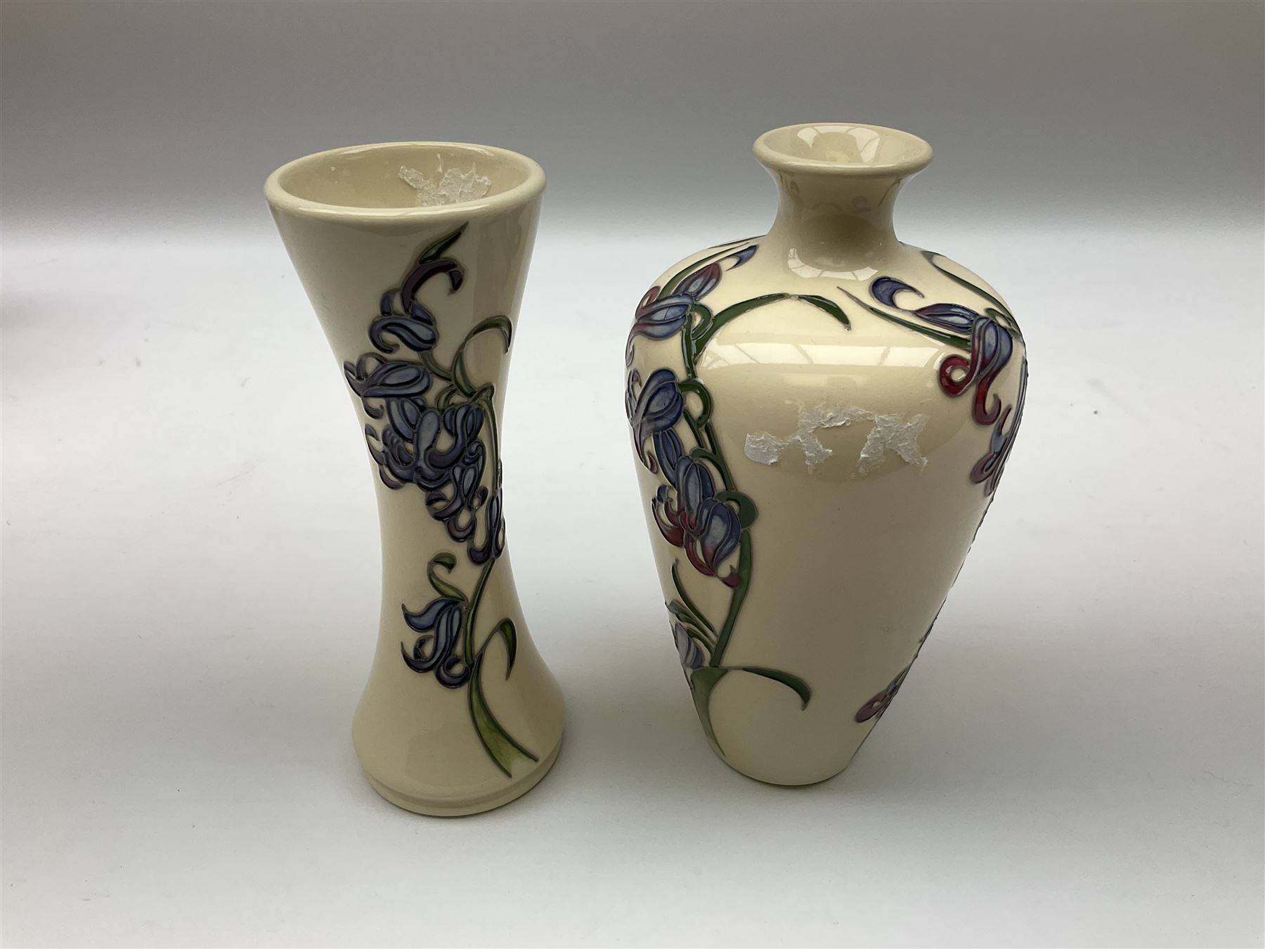 Two Moorcroft vases decorated in the Bluebell Harmony pattern by Kerry