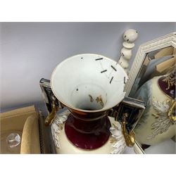 Angle pose style light, dressing table mirror with barley twist decoration, glassware, ceramics and other collectables, in four boxes 