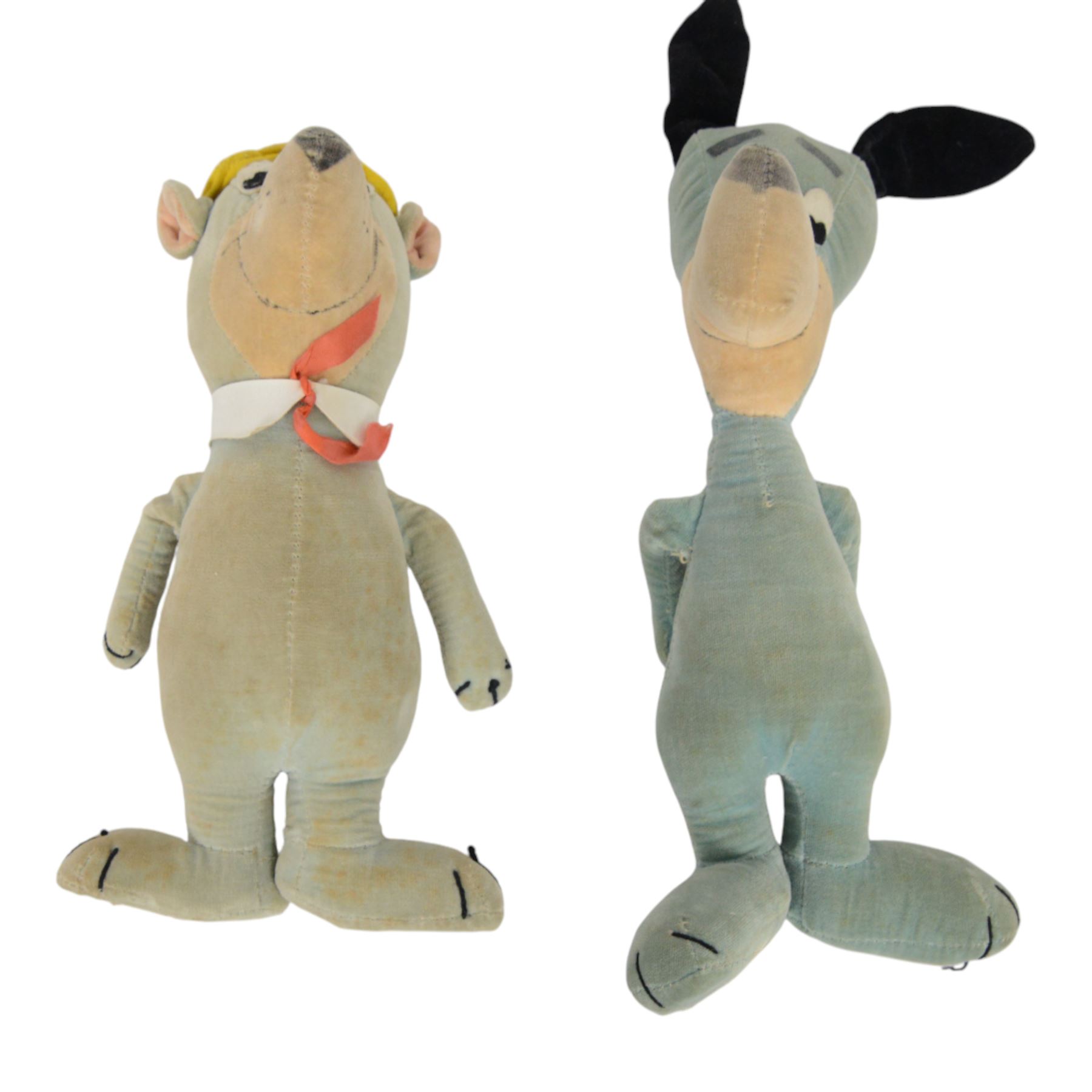 Two Merrythought soft toys, comprising Hanna Barbera Yogi Bear and Huckleberry Hound, both with blue fur and labels to underside of foot, H32cm