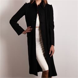 Prada - black Melton wool coat, in a redingote style with front fastening and fabric-cover...