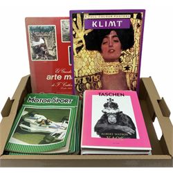 Various 'Taschen' books, Motor Sport magazines etc, in one box