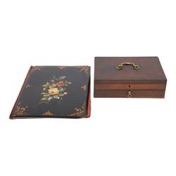 Victorian papier mache blotter folder hand painted floral detail the other with mother of ...
