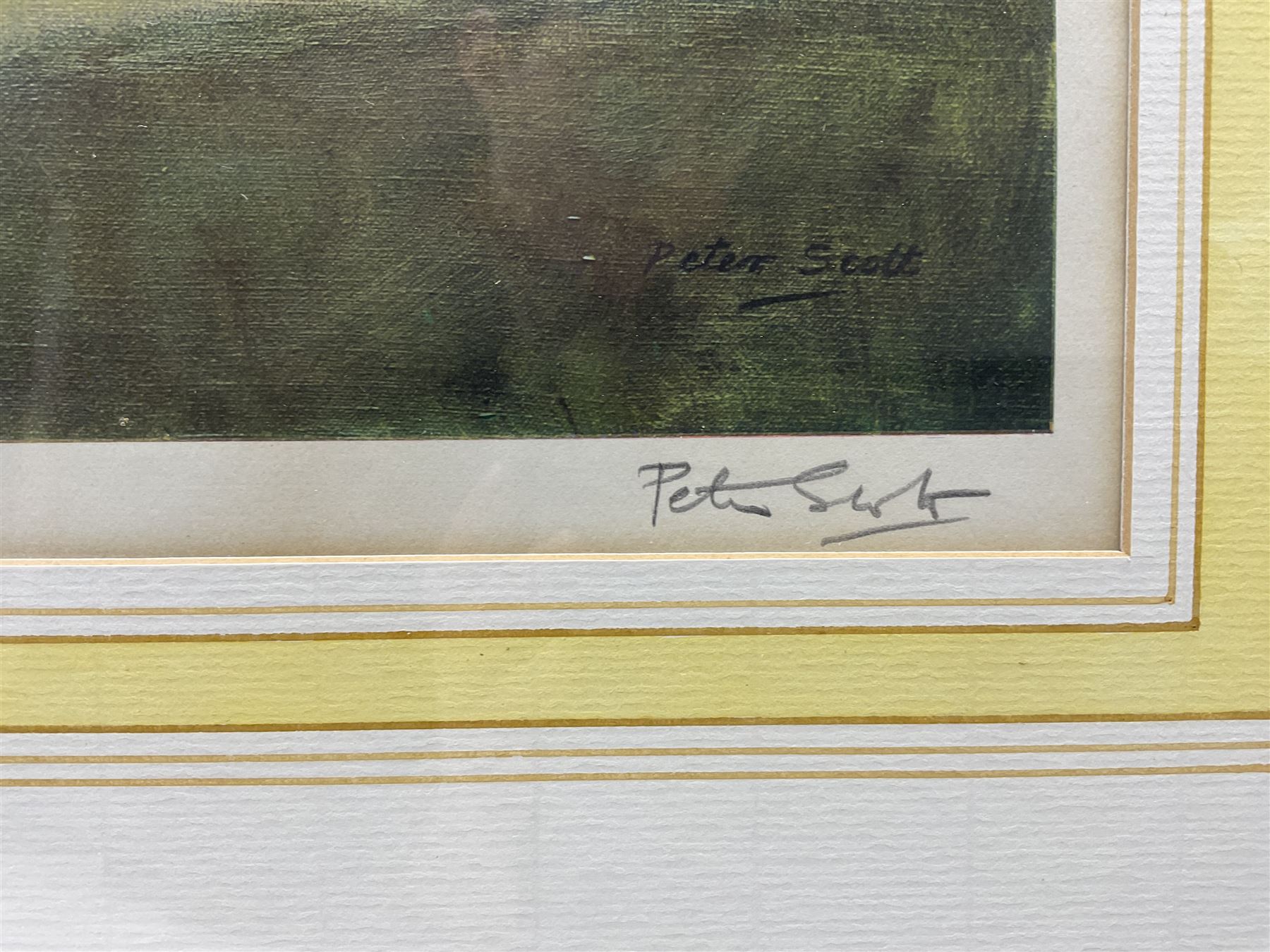 Sir Peter Markham Scott (British 1909-1989): 'Take Off at Dusk' - Bombers, colour print signed in pencil pub. 1942 with Fine Art Trade Guild blindstamp 36cm x 53cm 
Notes: an unusual wartime scene for Scott, best known for his avian pictures.