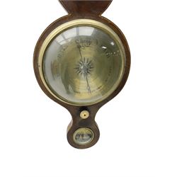 Joseph Solcha - William IV mercury wheel barometer in a mahogany case, with a swans neck pediment, hygrometer, butlers mirror, spirit bubble and boxed mercury thermometer, with an 8-inch register measuring barometric air pressure in inches of mercury.