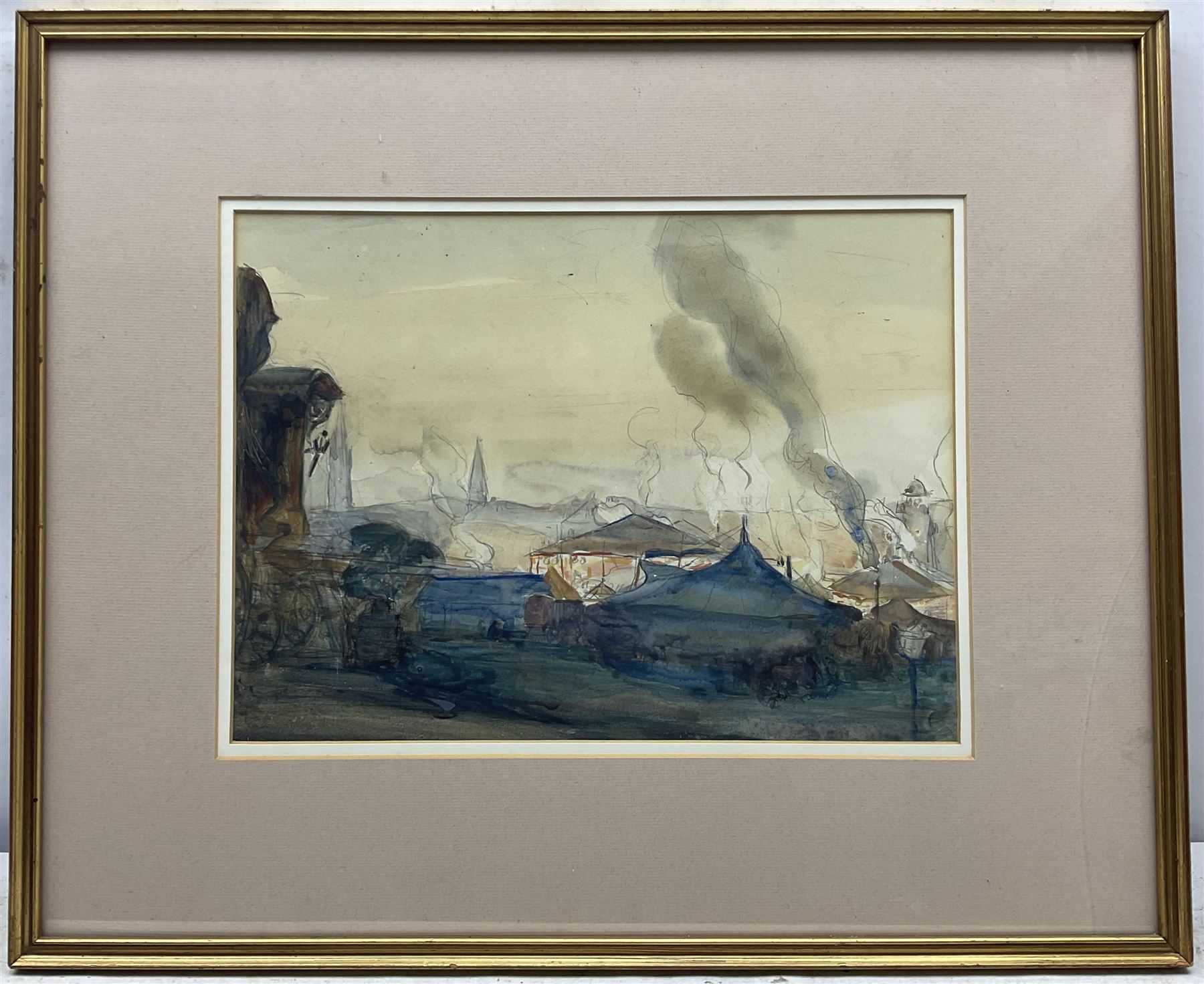 Florence Adelina Hess (Staithes Group 1891-1974): Woodhouse Moor Feast - Leeds, watercolour unsigned 26cm x 36cm 
Provenance: by direct descent from the family of Mark Senior, the artist's friend and teacher.