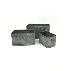 Set of three graduating galvanised tubs (max measurements)