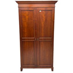 Cherrywood double wardrobe, the interior fitted with hanging rail and shelf