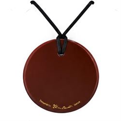 Tiffany & Co. red lacquer on Japanese hardwood round pendant necklace, on black silk cord ...