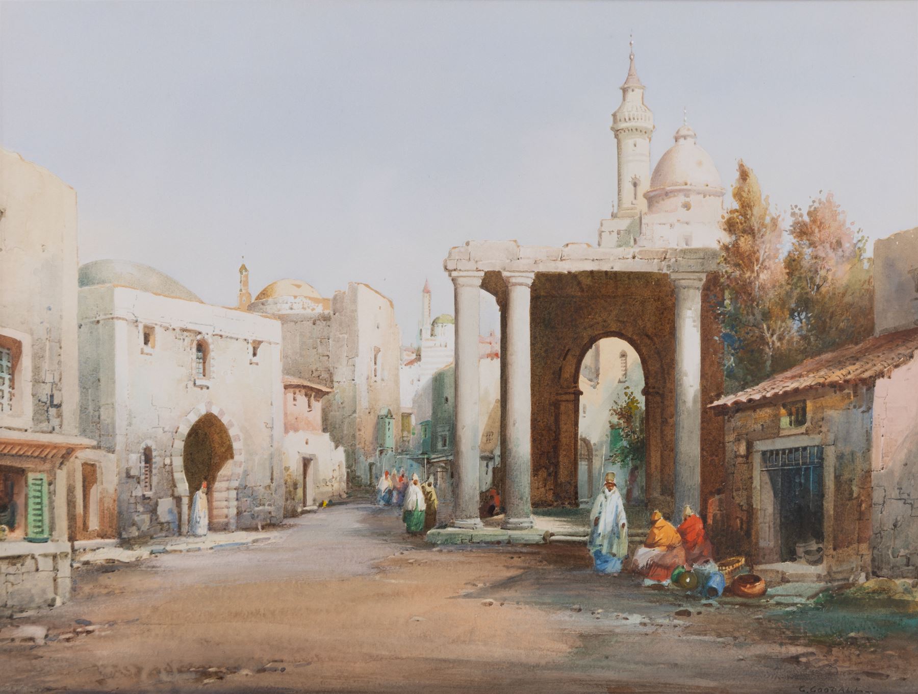 Attrib. Noel Harry Leaver (British 1889-1951): North African Street Scene - likely Tangiers, watercolour signed G Goodall, possibly a pseudonym, 27cm x 36cm