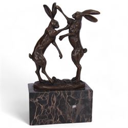 Bronze figure group, modelled as two mal