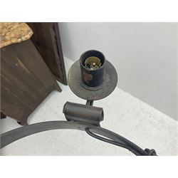 Pair of gothic style wrought iron ceiling lights, each with four branches, D58cm