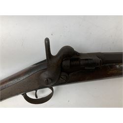 19th century 12-bore single barrel shotgun with Krnka/Werndl type action (converted from a percussion action rifle) with 77cm barrel, L122cm overall RFD ONLY