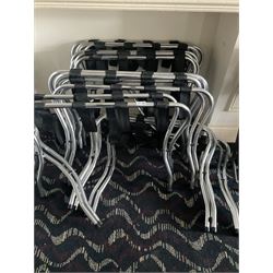 Sixteen folding luggage stands (16)- LOT SUBJECT TO VAT ON THE HAMMER PRICE - To be collected by appointment from The Ambassador Hotel, 36-38 Esplanade, Scarborough YO11 2AY. ALL GOODS MUST BE REMOVED BY WEDNESDAY 15TH JUNE.