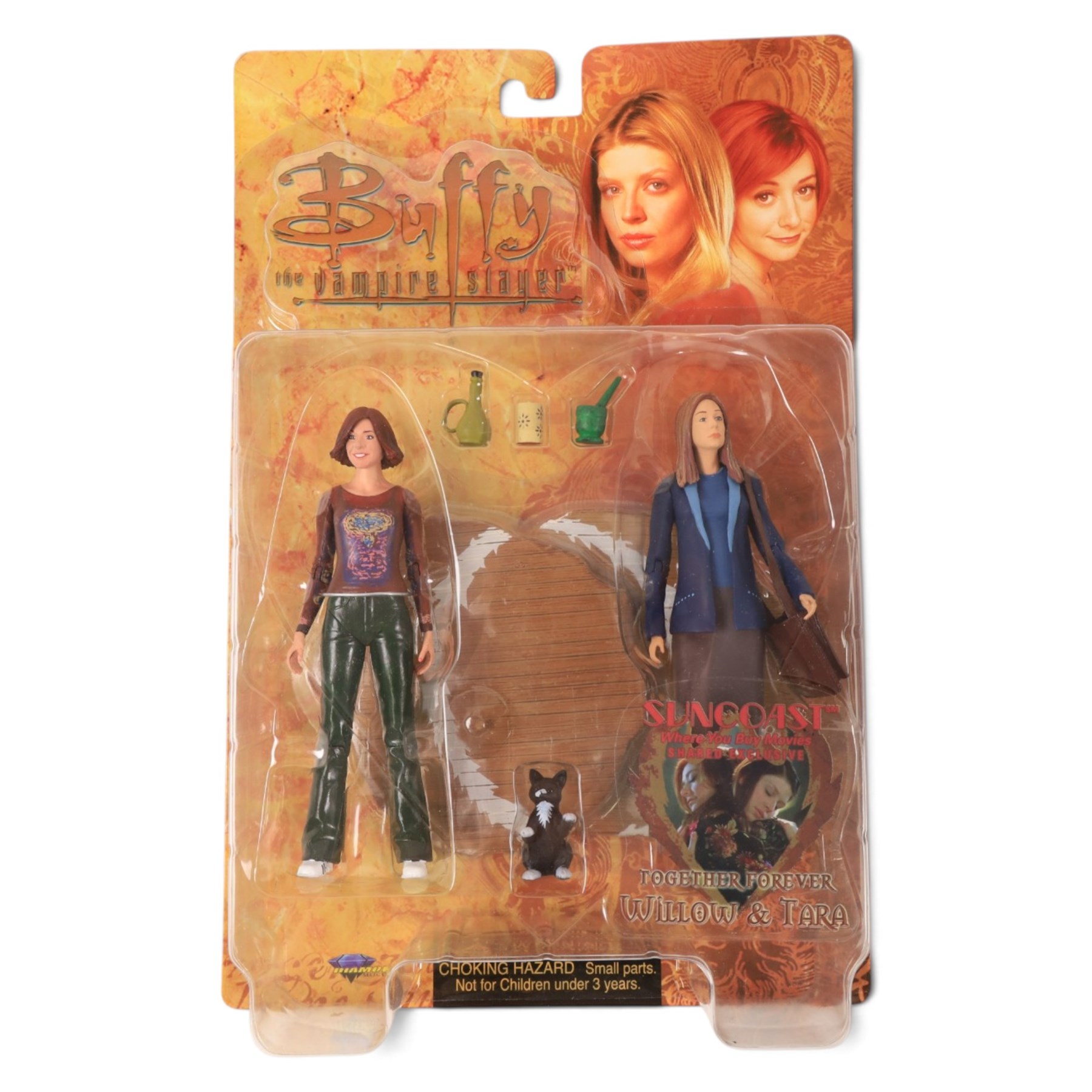 Buffy The Vampire Slayer figures and playsets, comprising Diamond Select Toys Library Playset, Willow & Tara figure pack and limited edition Book of Vengeance figure set, Gentle Giant Werewolf Oz Bust and a limited edition Oz pre-production sample figure, all boxed