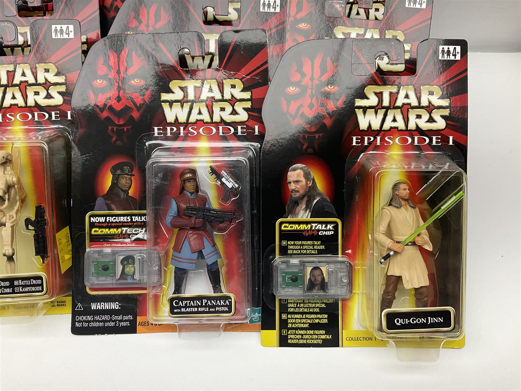 Star Wars - twenty-four Star Wars Episode One figures in card backed packaging; Collections 1, 2 and 3 with Electronic Commtalk reader for each figure's commtalk chip.
