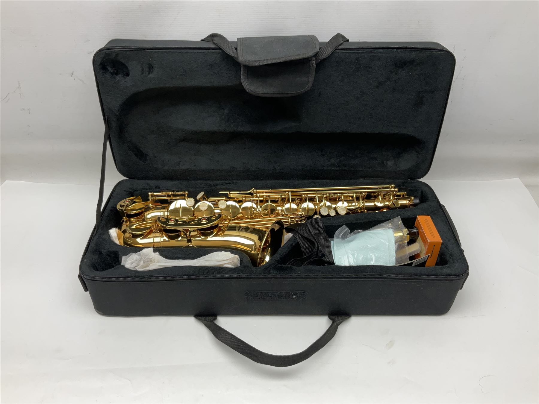 Trevor James Artemis A1 brass alto saxophone AL11572, serial no.321041; in lightweight carrying case with accessories