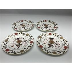 Royal Crown Derby Asian Rose pattern, tea set for four, comprising teacups, saucers and dessert plates (12)