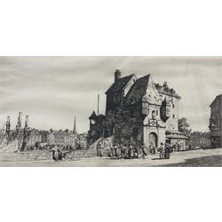 Stanley Anderson CBE RA RE (British 1884-1966): La Lieutenance - Honfleur France, drypoint etching signed in pencil 20cm x 38cm