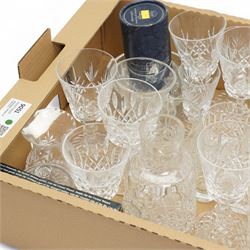 Waterford Lismore glassware, and further glass and crystal including Stuart and Edinburgh examples, in one box