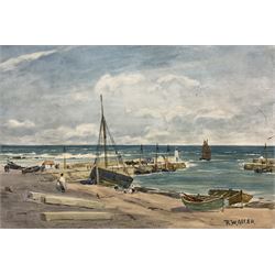 Robert Weir Allan (Scottish 1852-1942): 'In from the North Sea' - Rosehearty Harbour, Aberdeenshire, watercolour signed, titled verso 18cm x 27cm (unframed)