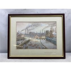 Laurence Scott (British fl. 1883-1898): 'Sheffield from Station Approach' and 'Lady's Bridge - 1890's', pair watercolours signed, titled on mount and labelled with artist note verso 21cm x 31cm; R J Swan (British 19th/20th Century): View Towards a Lighthouse, watercolour signed and dated 1938, 23cm x 34cm (2)