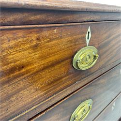 19th century mahogany chest, fitted with two short and three long drawers, bone lozenge escutcheons