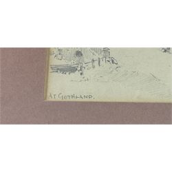 John Edward Bromby RBA (British 1809-1889): 'At Goathland', pencil sketch from sketchbook unsigned, inscribed verso 8cm x 11cm