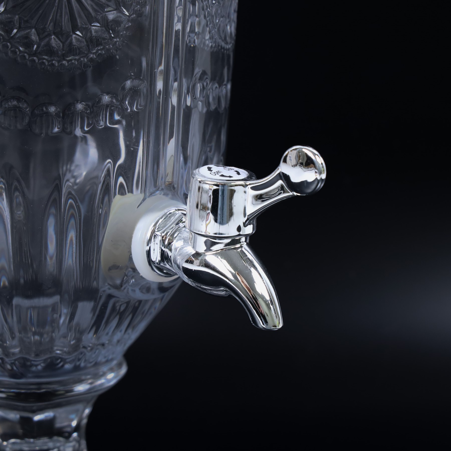 Pair glass drinks dispensers, H48cm