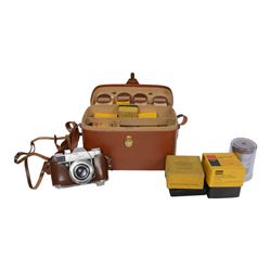 Kodak Retina Reflex camera outfit, comprising camera body serial no. EK 83509, six Schneid...