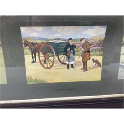 Victor Venner: 'Old Sports' set of three framed chromolithographs, 'Sixty Not Out', 'Bagging a Brace' and Waiting for a Bite' 