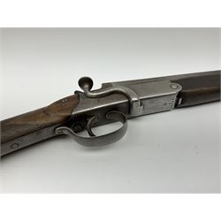 W. Horton 98 Buchanan Street Glasgow 20-bore single barrel centre hammer sporting gun, 71cm octagonal to round barrel with side lever opening, walnut stock with chequered grip and fore-end and steel butt plate, serial no.40334, L110cm SHOTGUN CERTIFICATE REQUIRED