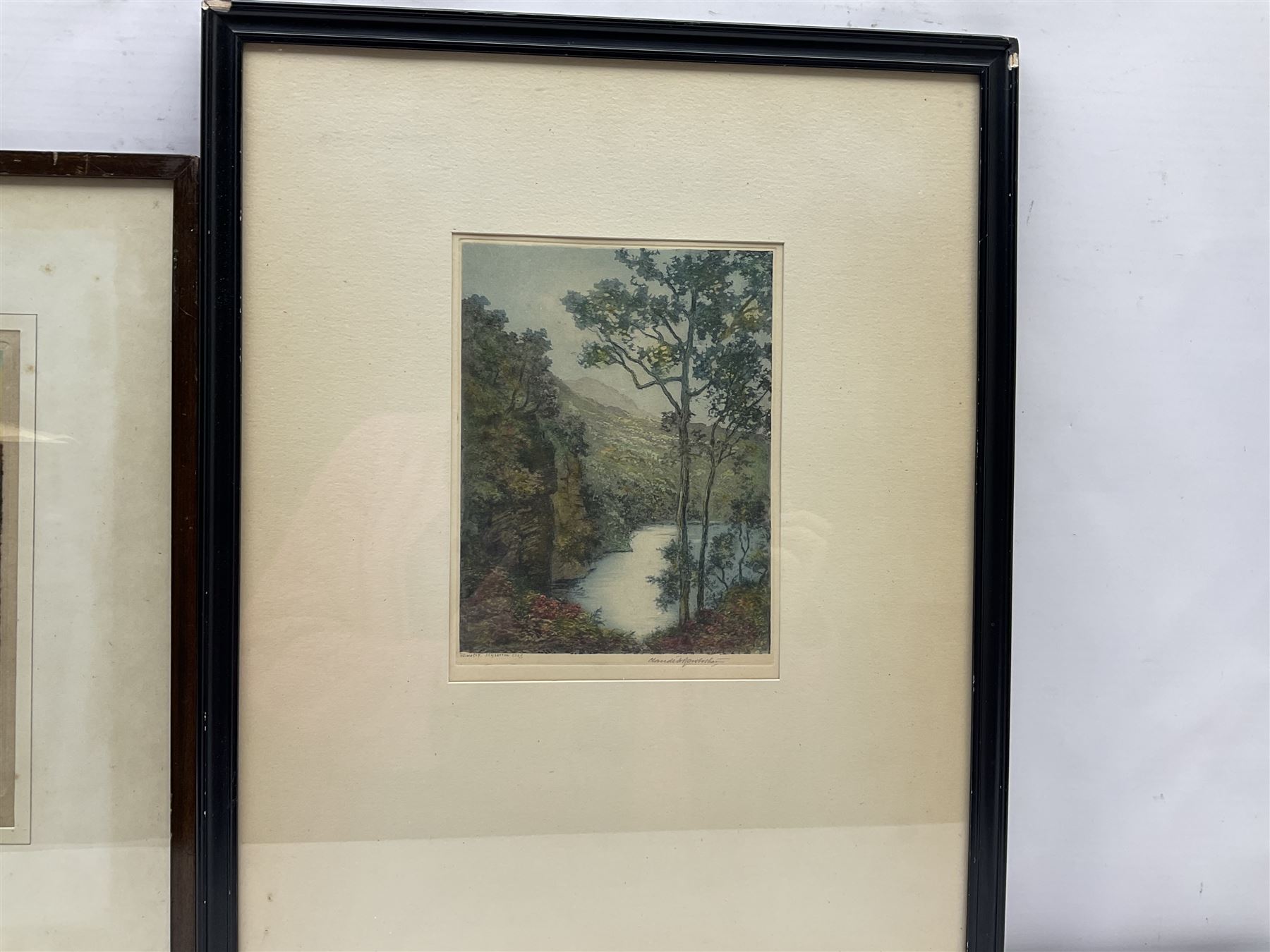 Claude H Rowbotham (British 1864-1949): 'Ullswater - Stybarrow Crag', aquatint signed in pencil 22cm x 16cm; Marcel Augis (French early 20th century): 'Paysage Normandy', aquatint signed and titled in pencil 24cm x 17cm (2)