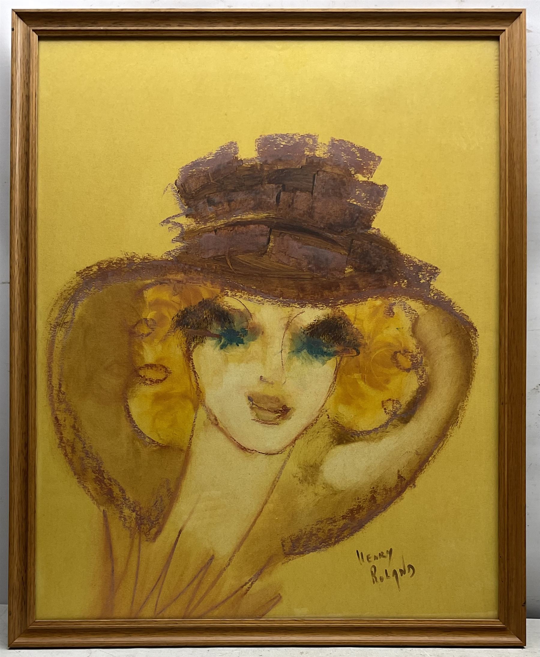 Henry Roland (Belgian 1919-2000): Lady in a Hat, mixed media signed 68cm x 54cm