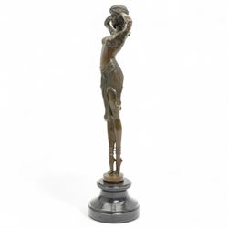 After Chiparus - Art Deco style bronze figure 'Illusions' on marble base H49cm