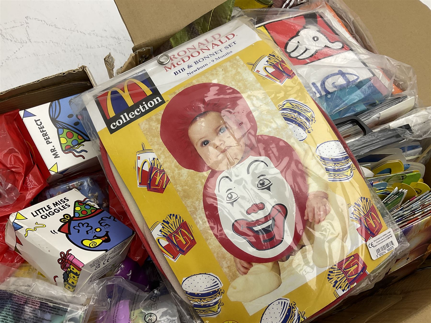 Two boxes of Mcdonalds memorabilia and merchandise