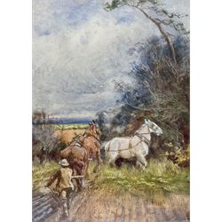 Thomas Ivester Lloyd (British 1832-1942: 'The End of the Furrow', watercolour signed, titl...