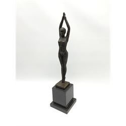 An Art Deco style bronze after Dimetri H Chiparus, 'Starfish dancer', signed and with foundry mark, upon black marble plinth, overall H48.5cm. 