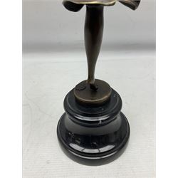 Art Deco style bronze after Dimetri H Chiparus, modelled as a dancing flapper girl, signed and with foundry mark, upon black marble socle base, overall H39.5cm
