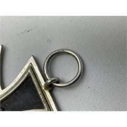 WW2 German Iron Cross 1st Class, back of pin indistinctly stamped ?20; and WW2 German Iron Cross 2nd Class, ring indistinctly stamped ?100 for Rudolf Wachtler und Lange (2)