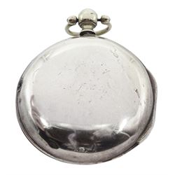 George III silver pair cased verge fusee pocket watch by John Richards, London, pierced and engraved balance cock, white enamel dial with Arabic numerals, bull's eye glass, case by Thomas Gosling, London 1778/80