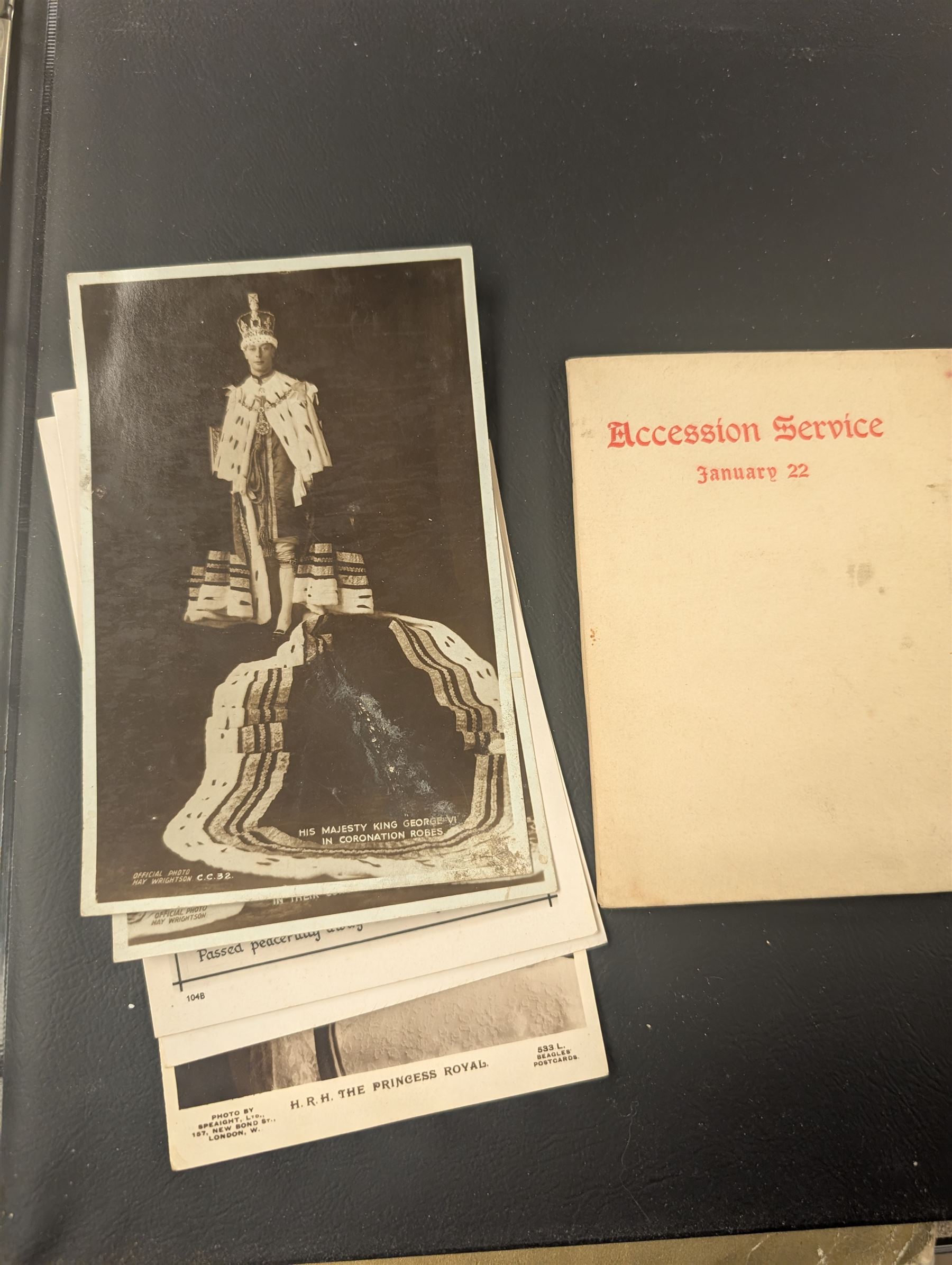Collection of mostly Royal ephemera and commemorative memorabilia, including souvenir programmes, Royal Pedigrees, postcards, and newspaper reprints, etc, contained within a folder