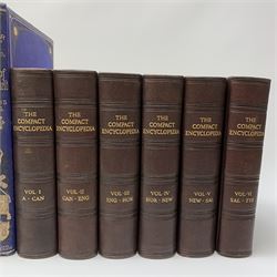 Taylor James (Ed): The Victorian Empire; A Brilliant Epoch in Our National History. Five volumes; and Ewald Alexander Charles: The Right Hon. Benjamin Disraeli Earl of Beaconsfield and his Times. 1881. Five volumes; both with decorative blue cloth/gilt bindings and a.e.g.; together with The Compact Encyclopedia. 1931. Six volumes. Quarter leather binding (16)