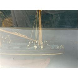 Late 19th/early 20th century wooden model of the Scarborough fishing vessel 'Edith Mary' SH87 loosely displayed in a glass fronted display case L69cm H43cm D21cm