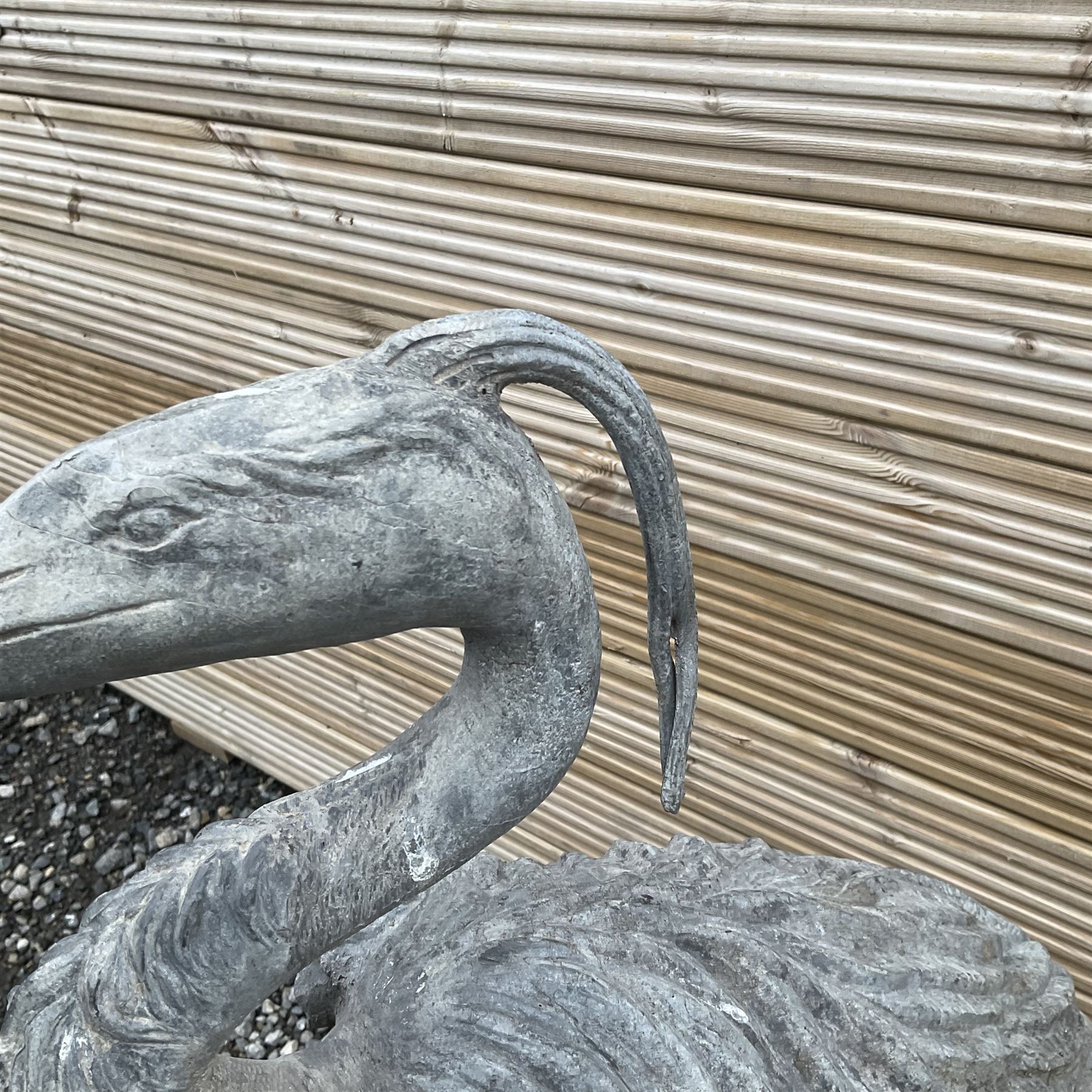 Large lead heron garden figure on a naturalistic base - THIS LOT IS TO BE COLLECTED BY APPOINTMENT FROM DUGGLEBY STORAGE, GREAT HILL, EASTFIELD, SCARBOROUGH, YO11 3TX