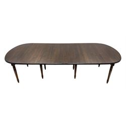 Oka Furniture - 'Petworth' French walnut extending drop leaf dining table with five additional leaves, on eight turned supports, H80cm, 135cm x 110cm (with drop leaves) - 310cm (fully extended)