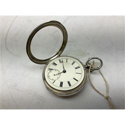 Victorian silver English lever fusee pocket watch, No. 210428, case by William Ehrhardt Ltd, Birmingham 1891