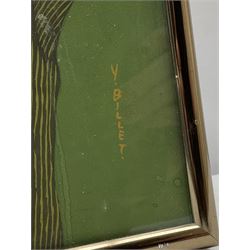 Yves Billet (Belgian 1934-1991): Surrealist Hawk and Butterflies, gouache signed 75cm x 53cm