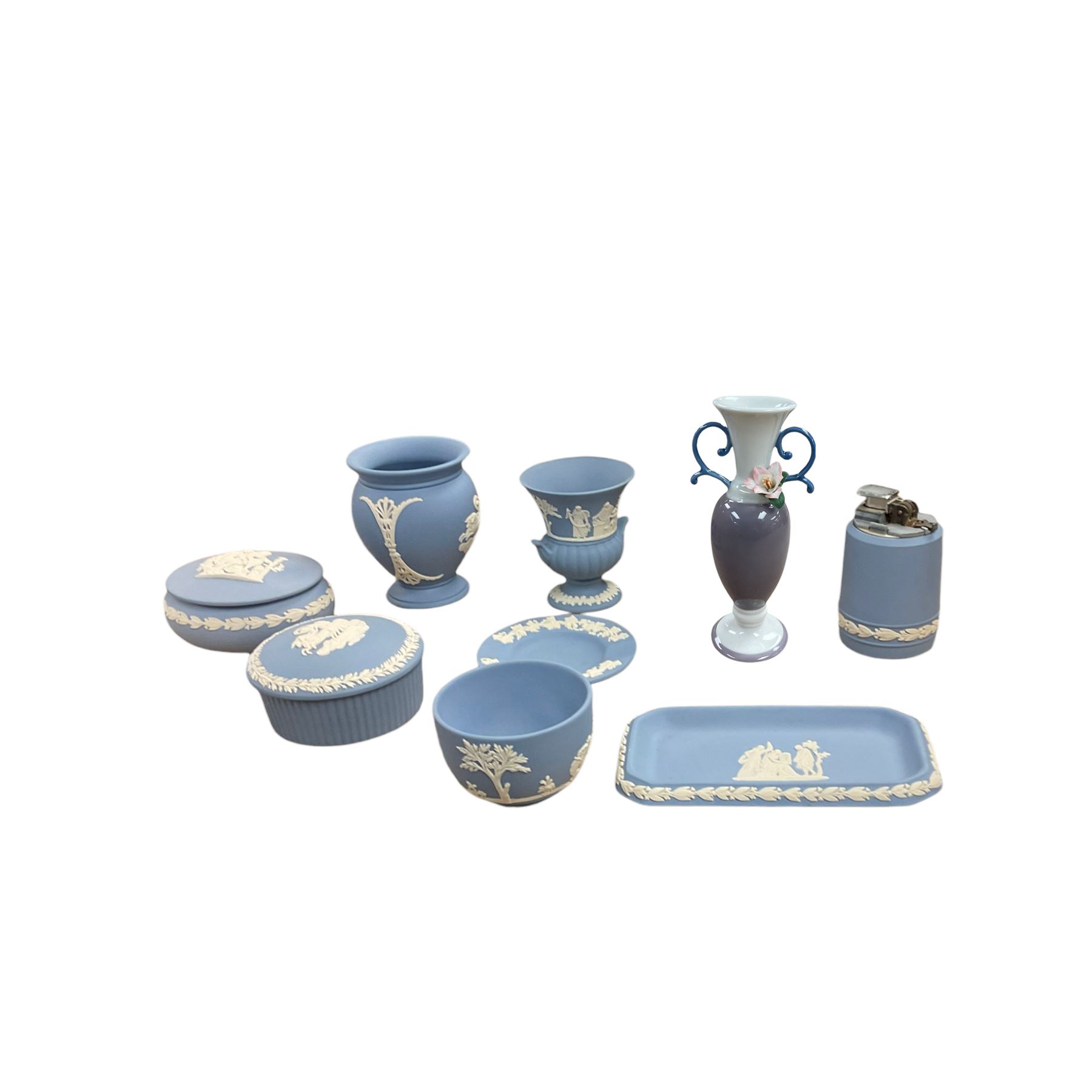 Wedgwood Jasperware, including vases lighter and trinket dishes, together with Lladro vase