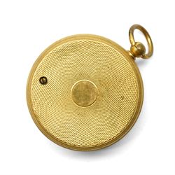 Late 19th century compensated pocket barometer by J. Wadham, Bath, brass cased with silvered dial